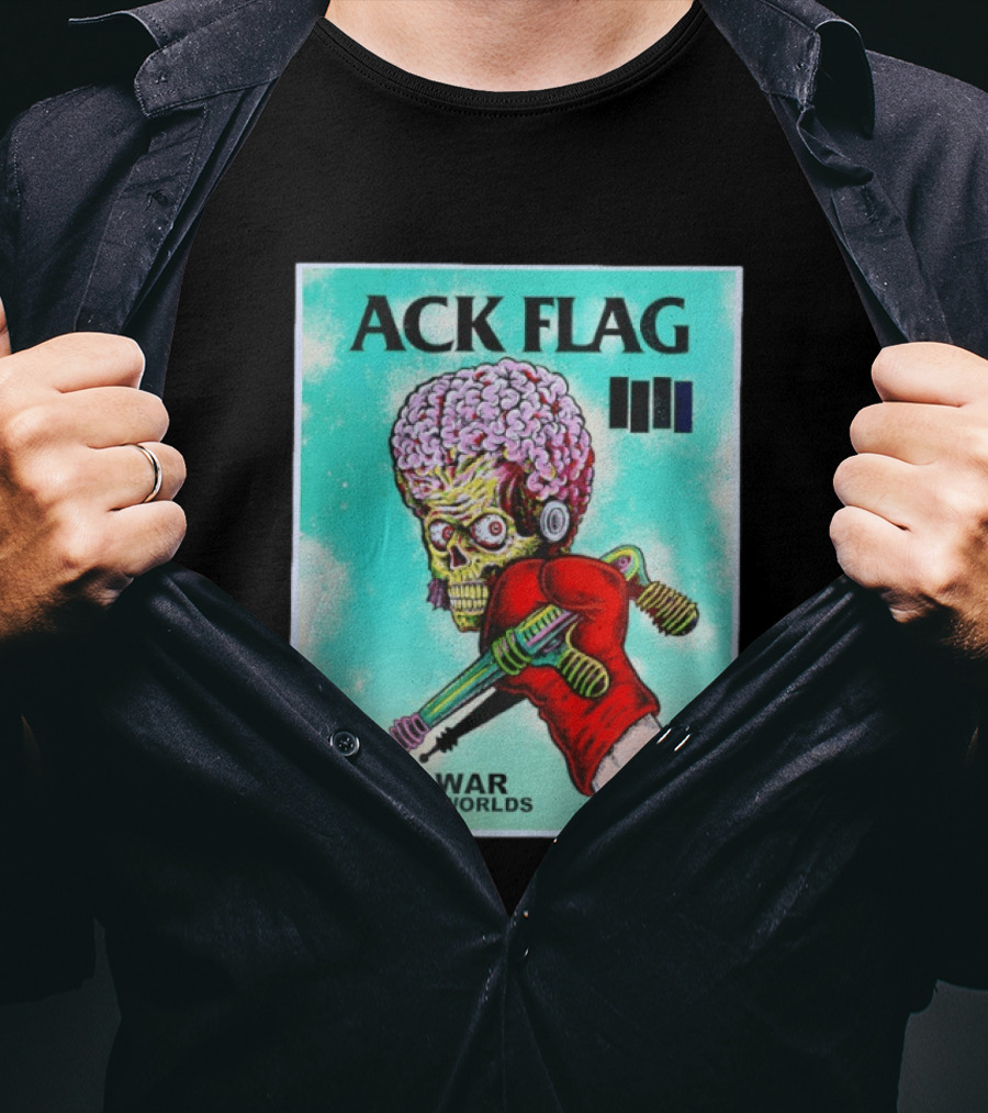 Ack Flag Martian Warrior My War Of The Worlds Retro Sci Fi T-Shirt