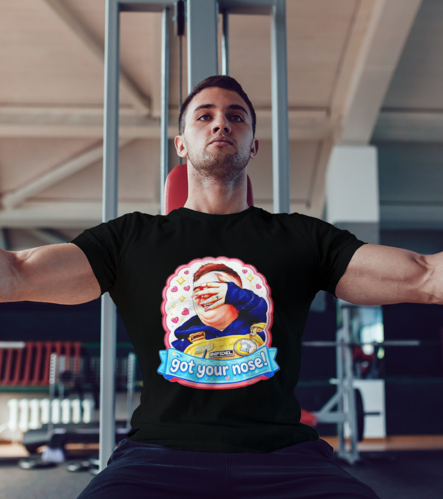 Infidel Got Your Nose Funny Cartoon Patch With Hearts And Stars T-Shirt