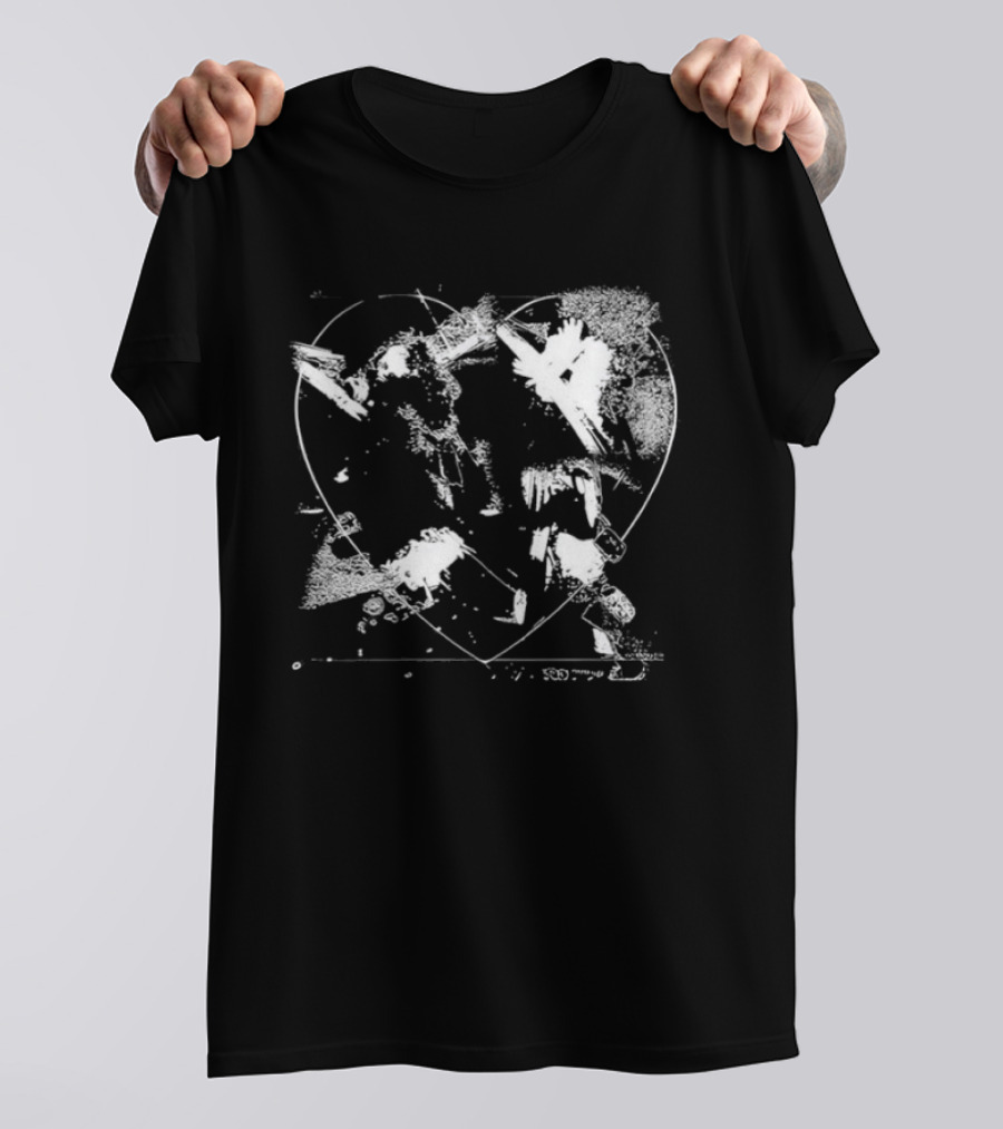 Jr Heart Black Distressed Scribble T-Shirt