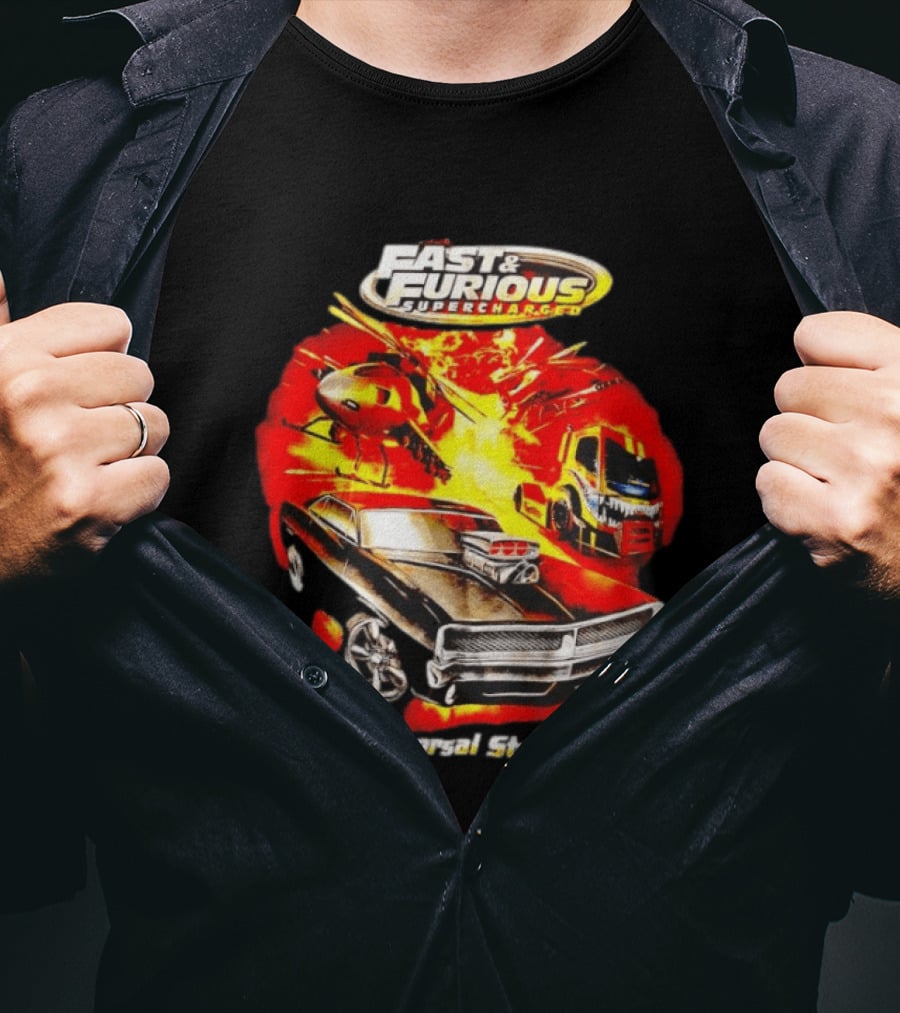 Fast & Furious Supercharged Car Explosion Universal Studios T-Shirt