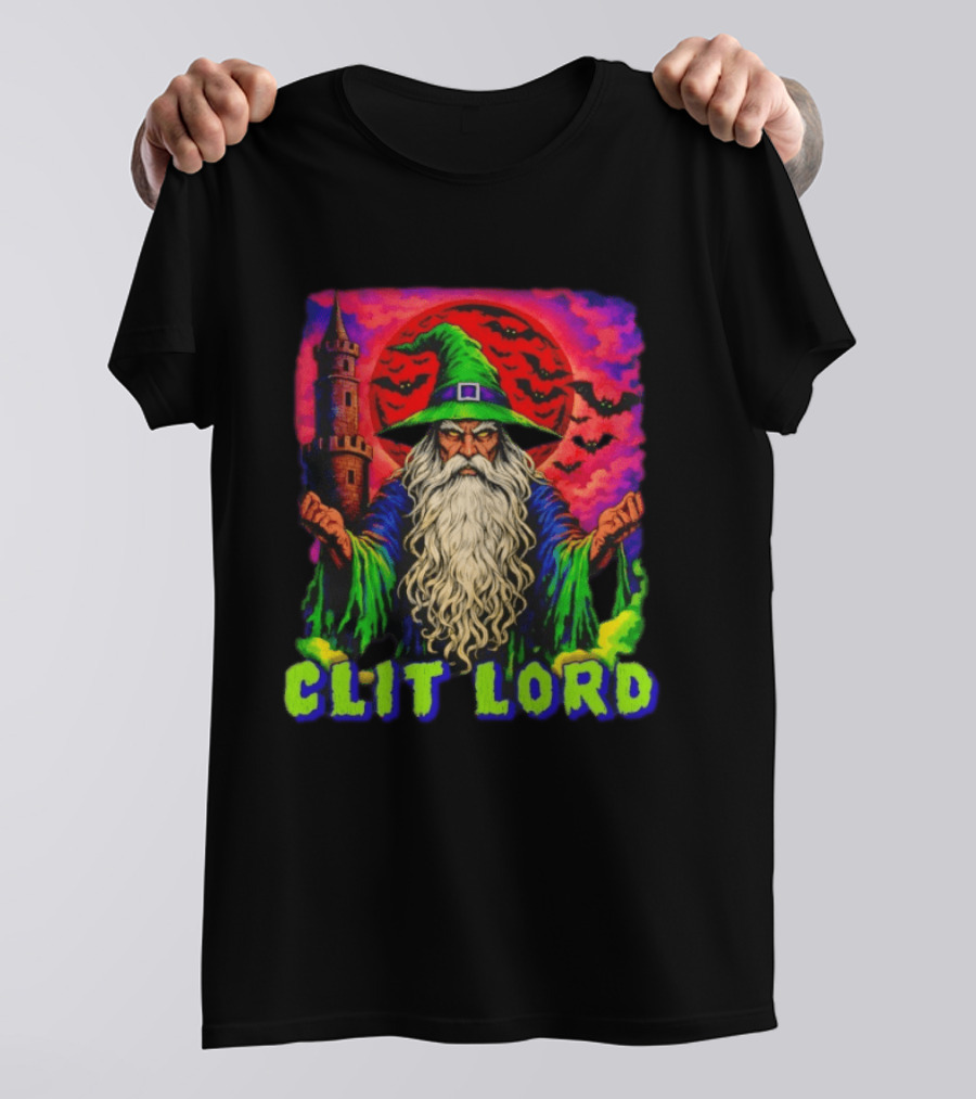 Clit Lord Wizard With Castle And Bats T-Shirt