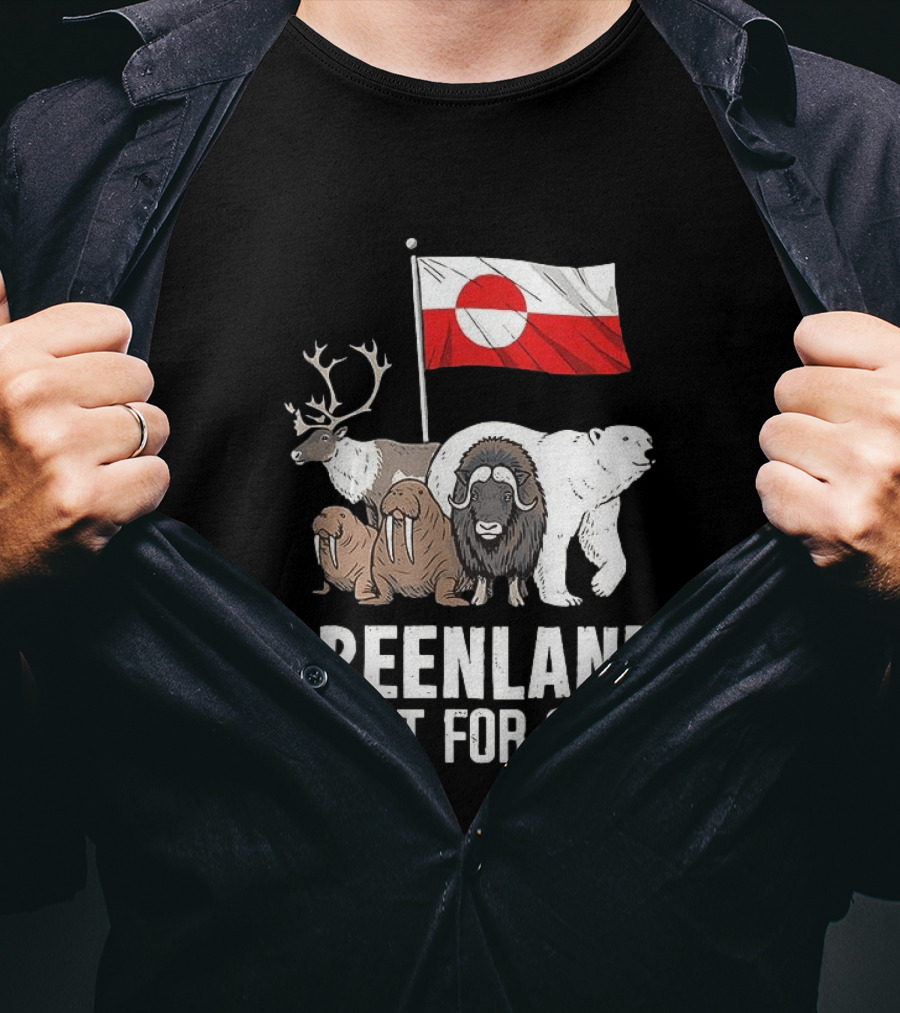 Greenland Wildlife And Flag With Reindeer Walrus Polar Bear Boasting Local Pride T-Shirt