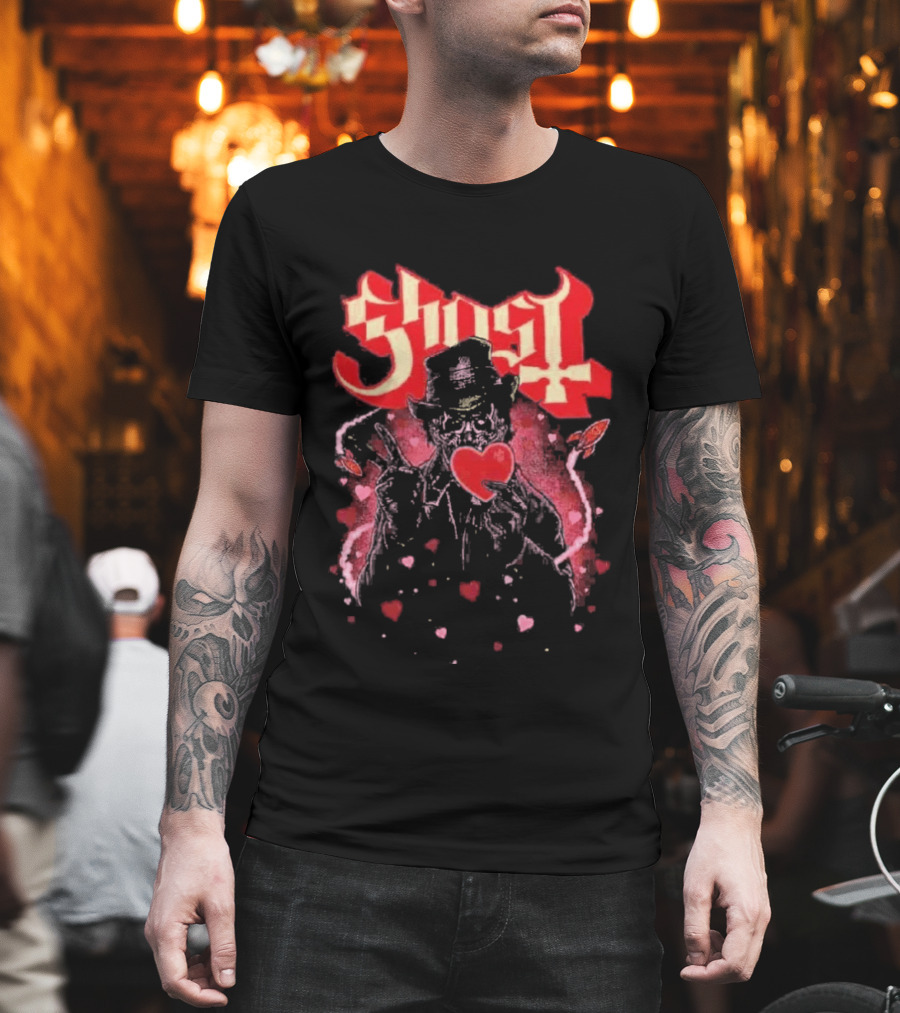 Ghost Nameless Ghouls Cult Valentines Hearts And Rockets T-Shirt