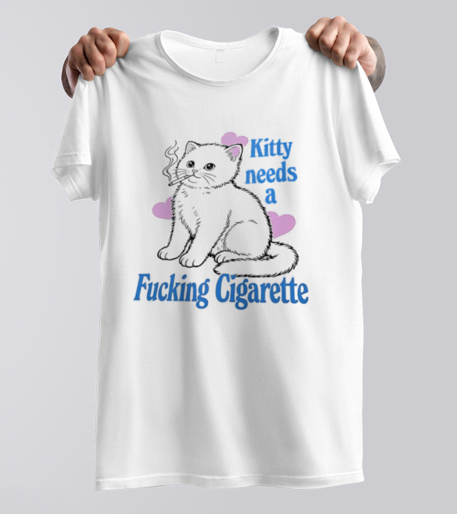 Kitty Needs A Fucking Cigarette Smoke Cloud Comic T-Shirt
