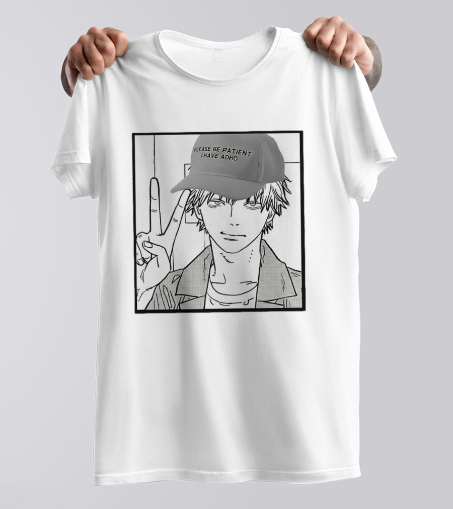 Denji Chainsaw Man Please Be Patient I Have ADHD Peace Sign T-Shirt