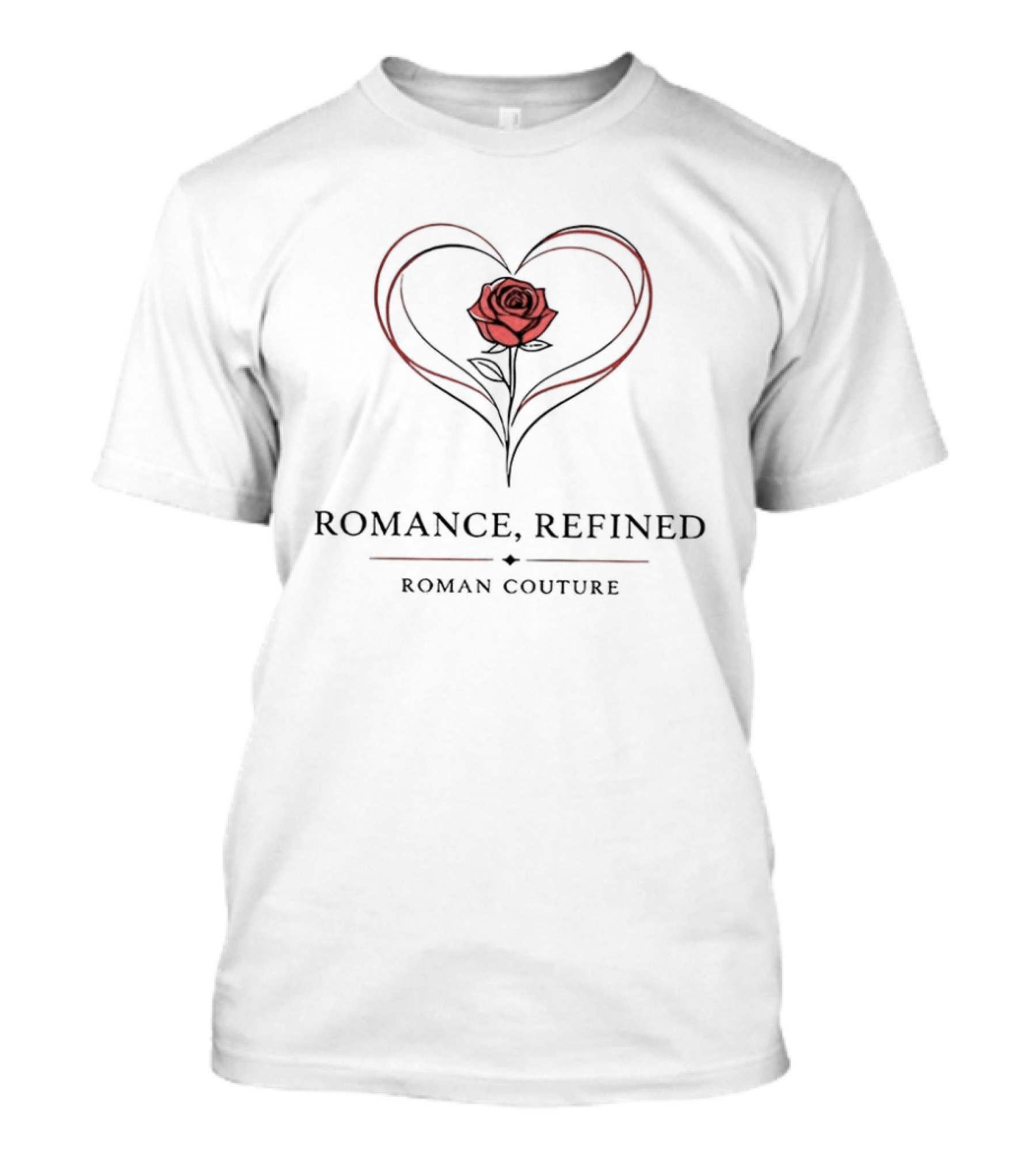 Romance Refined Roman Couture Rose Heart Elegance T-Shirt