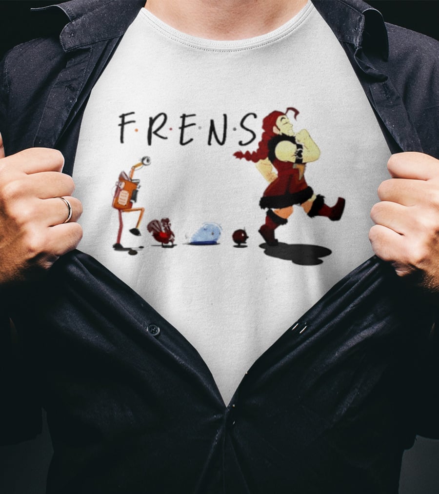 Taz And Frens Marching Group With Character Silhouettes And Fun T-Shirt