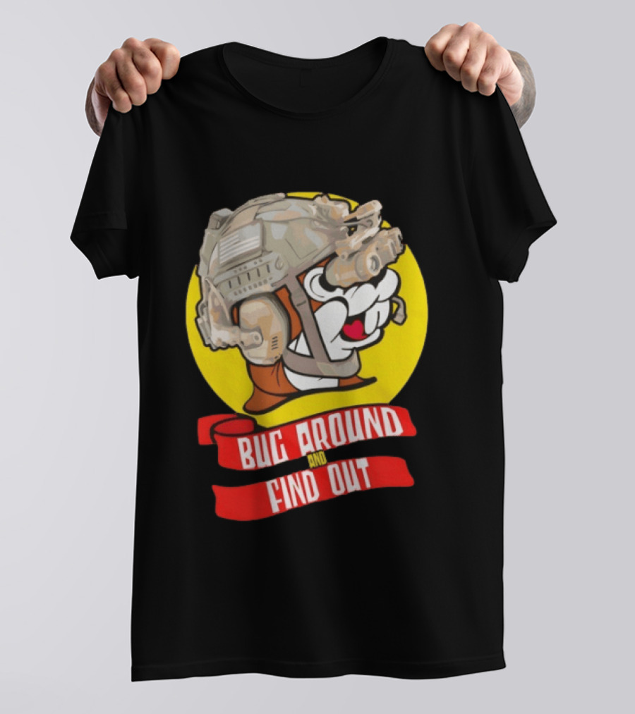 Beaver Army Bug Around And Find Out Helmet Cartoon Fandom T-Shirt