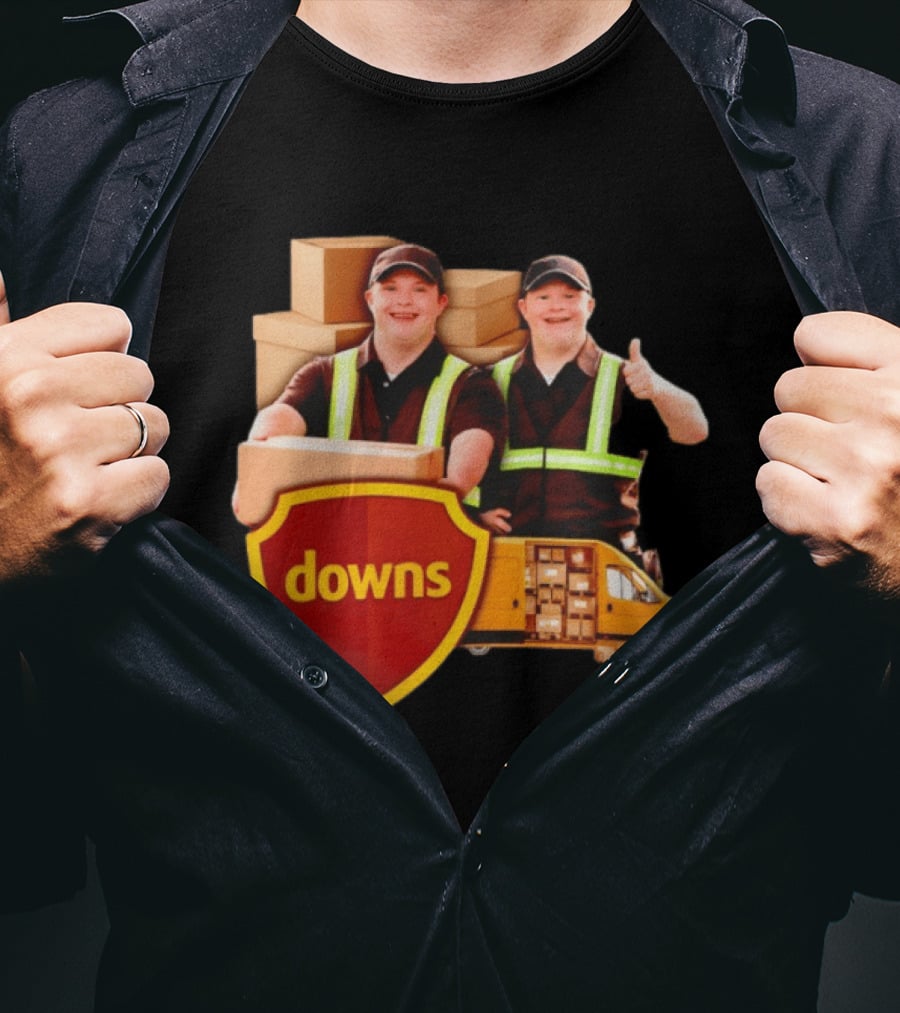 Downs UPS Delivery Service With Smiling Workers And Packages T-Shirt