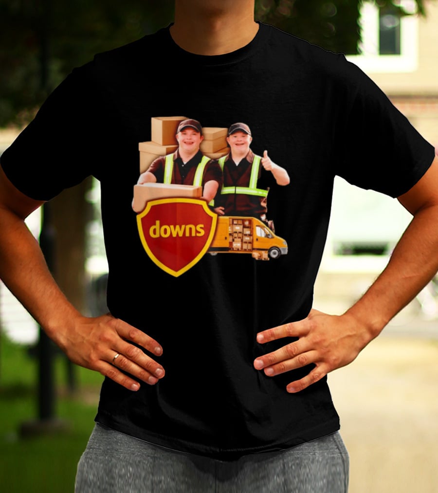 Downs UPS Delivery Service With Smiling Workers And Packages T-Shirt