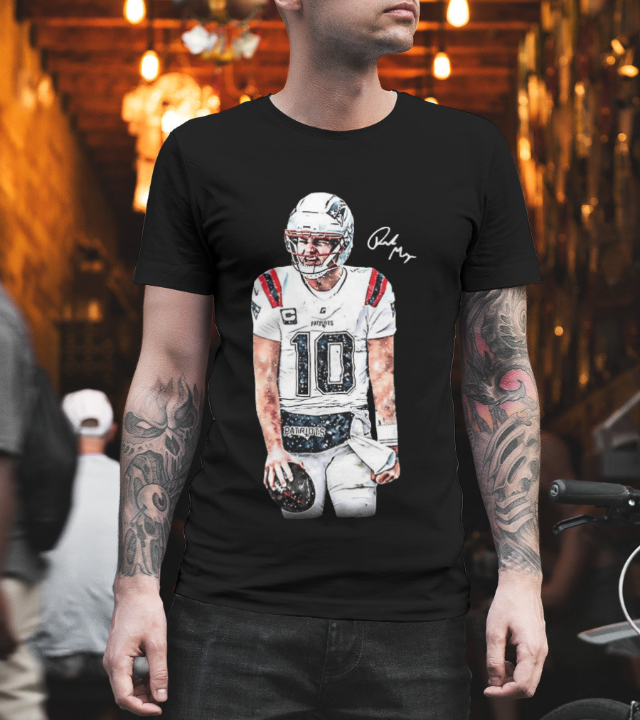 Drake Maye New England Patriots Jersey Ice Cold Iceman Autograph T-Shirt