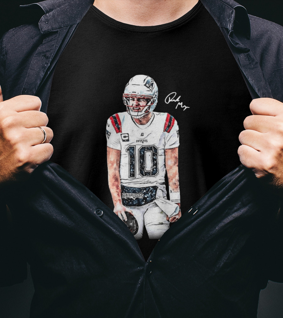 Drake Maye New England Patriots Jersey Ice Cold Iceman Autograph T-Shirt
