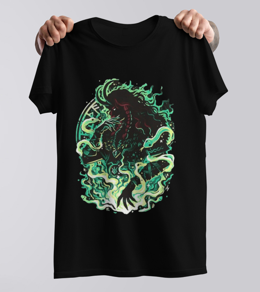 Loki Norse God Of Mischief Mythology With Serpents And Runes T-Shirt