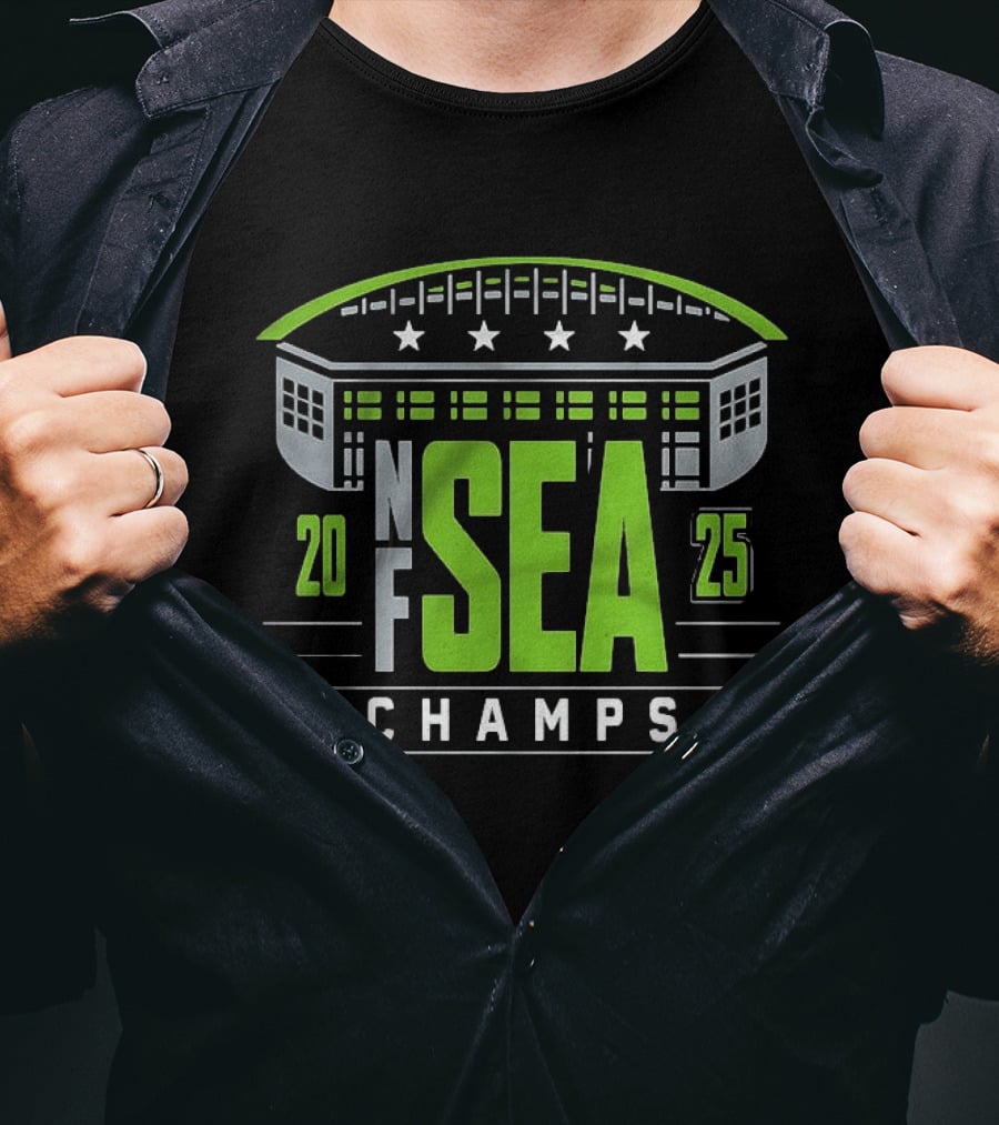 Seattle Seahawks 2025 NF SEA Champs Stadium Victory Stars T-Shirt