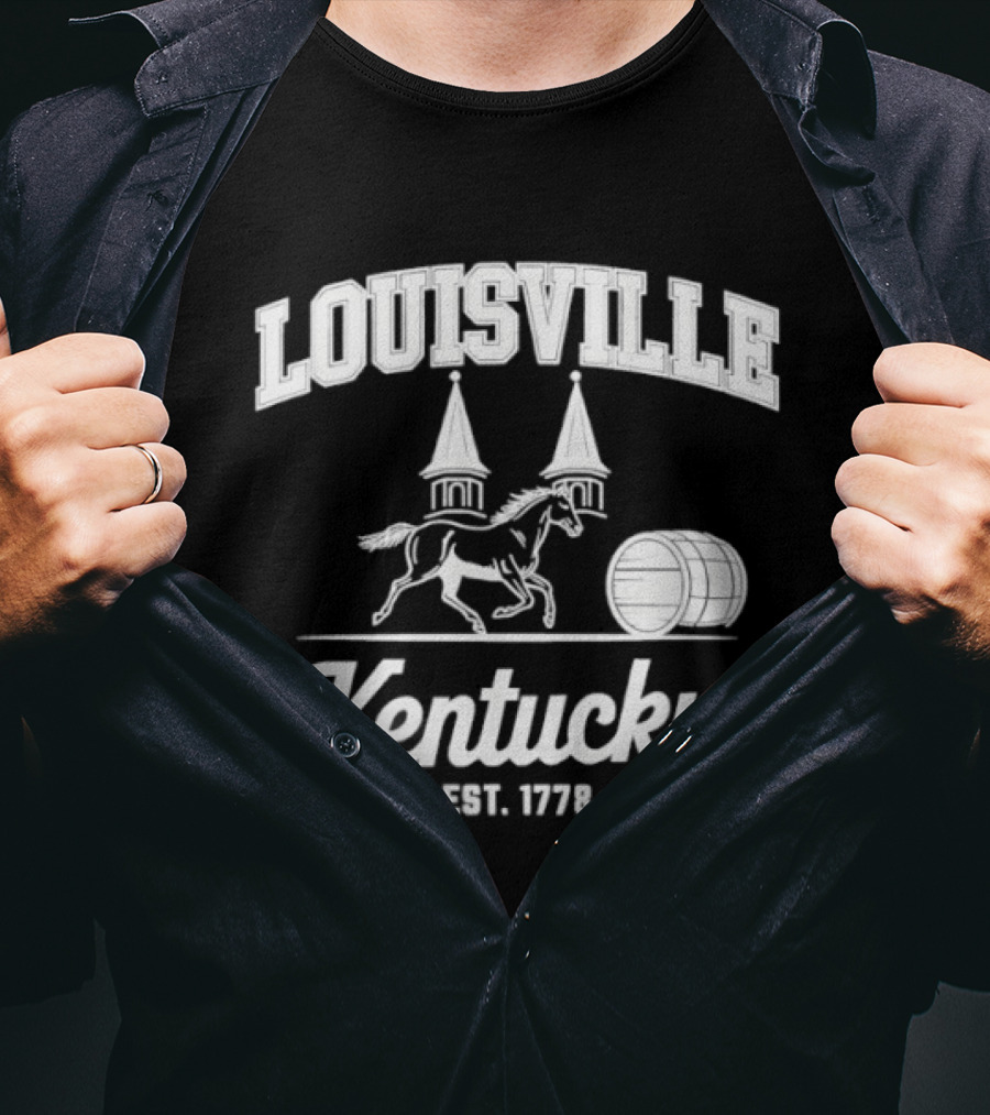 Louisville Kentucky Est 1778 Traditions Horse Racing Barrel T-Shirt