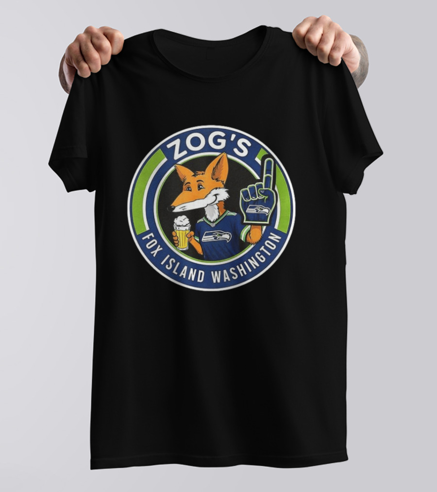 Zog's Fox Island Washington Seattle Seahawks Fan Celebration T-Shirt