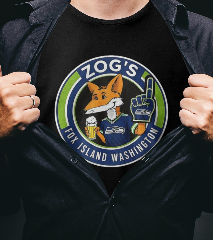 Zog's Fox Island Washington Seattle Seahawks Fan Celebration T-Shirt