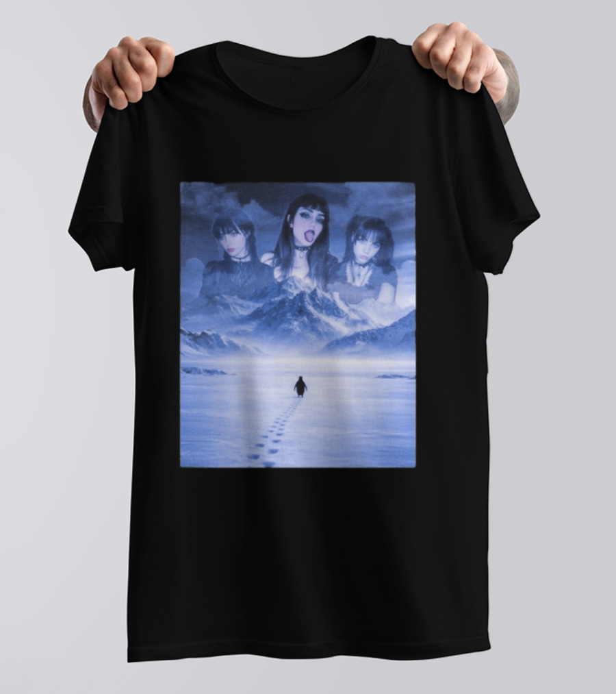 Nihilist Penguin Goth Girls Dark Winter Mountain Scene T-Shirt