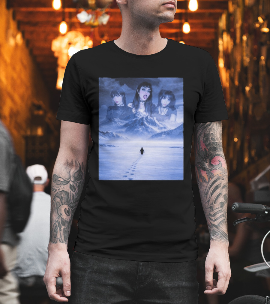 Nihilist Penguin Goth Girls Dark Winter Mountain Scene T-Shirt