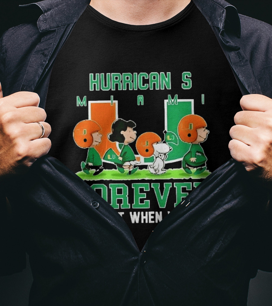 Peanuts Miami Hurricanes NCAA Football Forever Loyalty Charlie Brown Snoopy Lucy T-Shirt