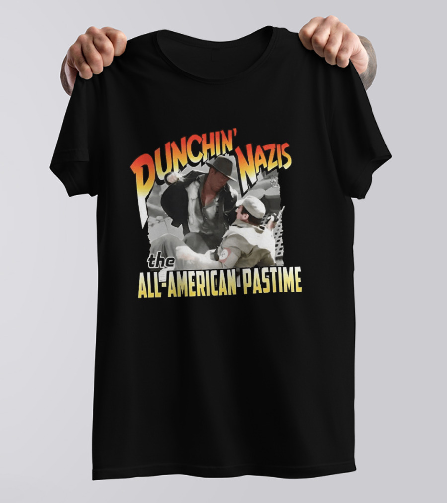 Punchin' Nazis The All American Pastime Vintage Action Scene T-Shirt