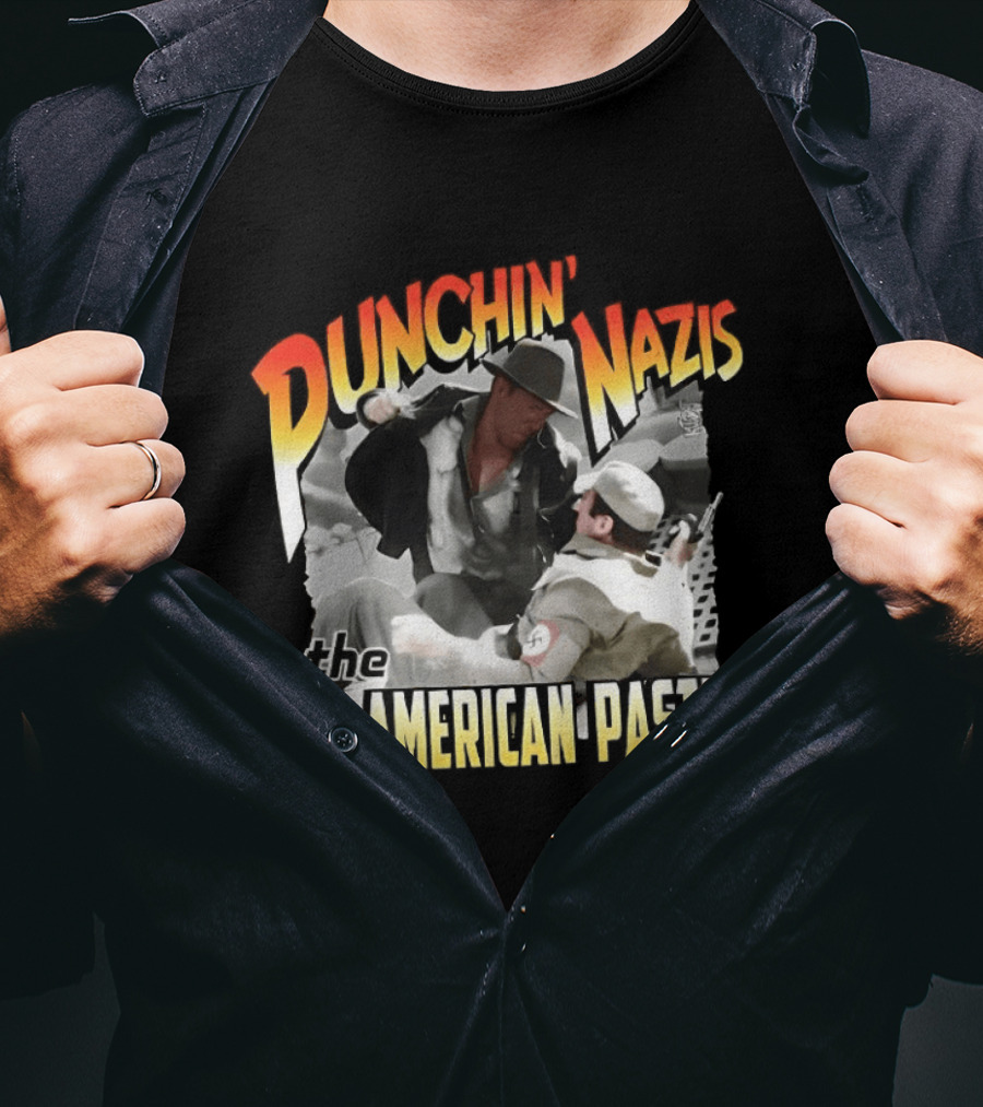 Punchin' Nazis The All American Pastime Vintage Action Scene T-Shirt