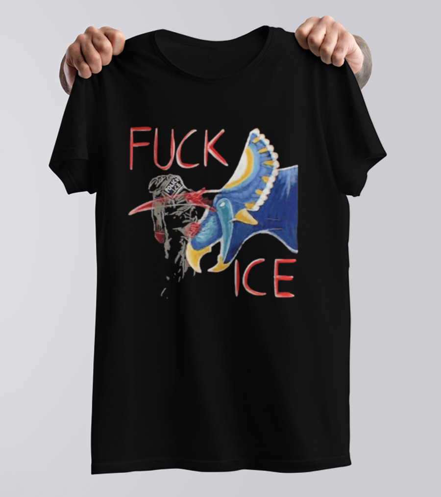 Torosaurus Fuck ICE Police Dinosaur T-Shirt