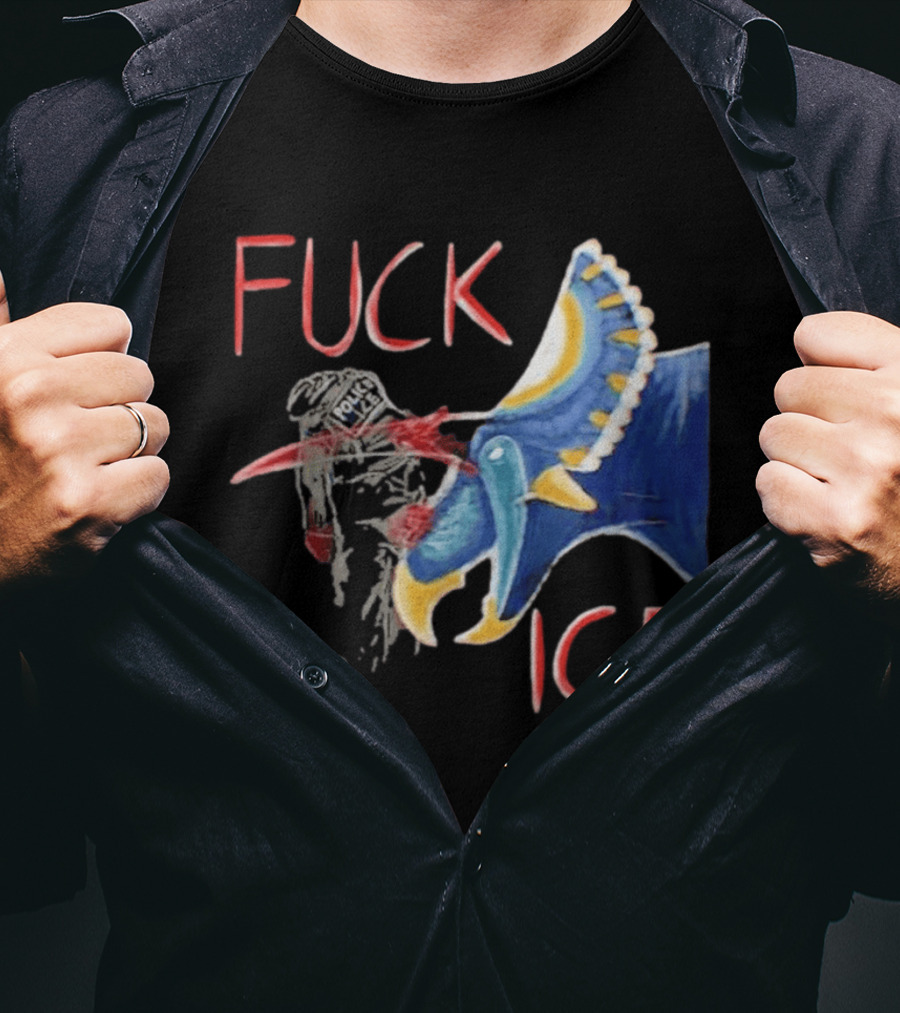 Torosaurus Fuck ICE Police Dinosaur T-Shirt
