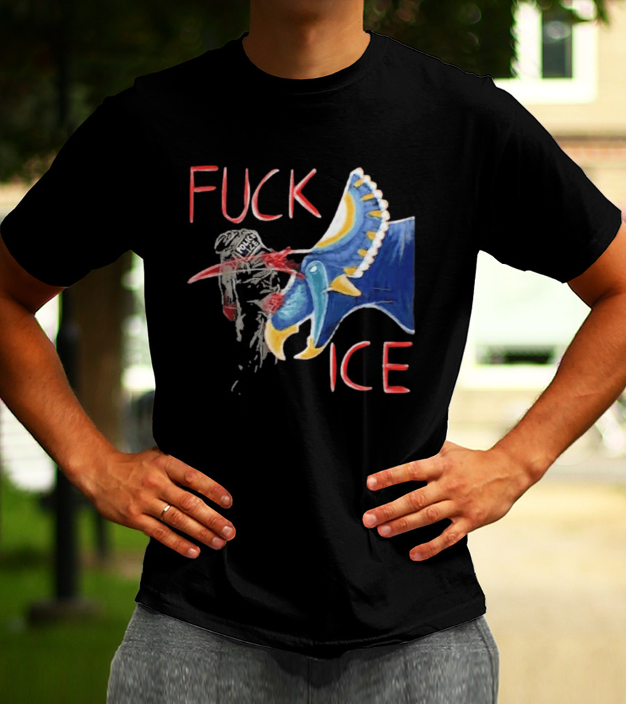 Torosaurus Fuck ICE Police Dinosaur T-Shirt