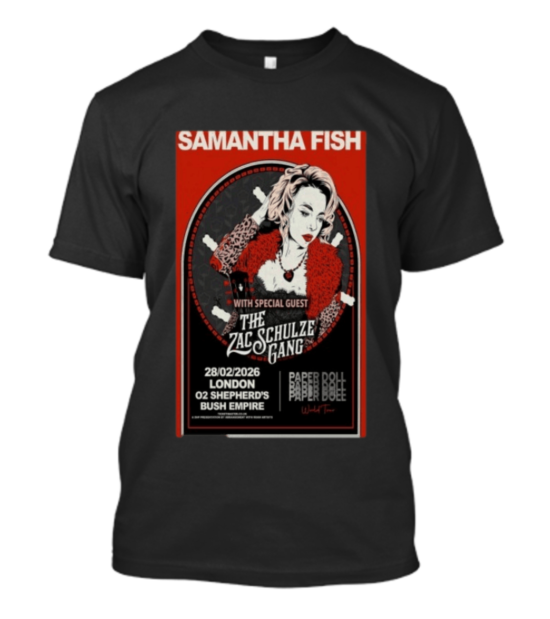 Samantha Fish London 2026 O2 Shepherd's Bush Empire With Zac Schulze Gang T-Shirt