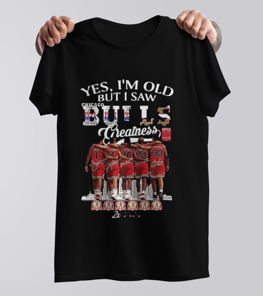 Yes I'm Old But I Saw Bulls Finals Greatness NBA Champions 1971 Rose Sloan Love Jordan Pippen T-Shirt