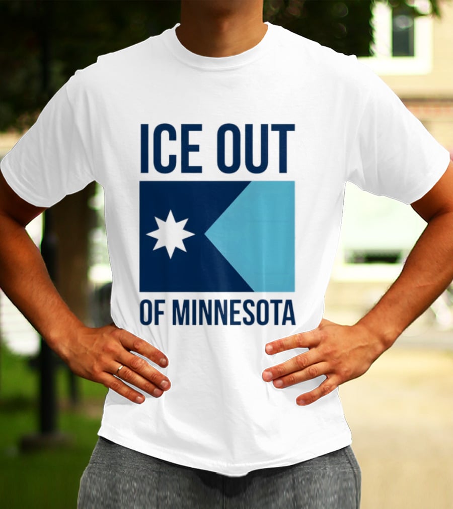 ICE Out Of Minnesota Star Flag T-Shirt