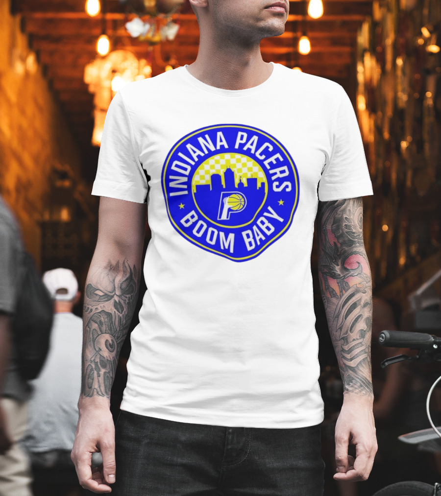 Indiana Pacers Boom Baby Skyline Basketball Team Circle T-Shirt