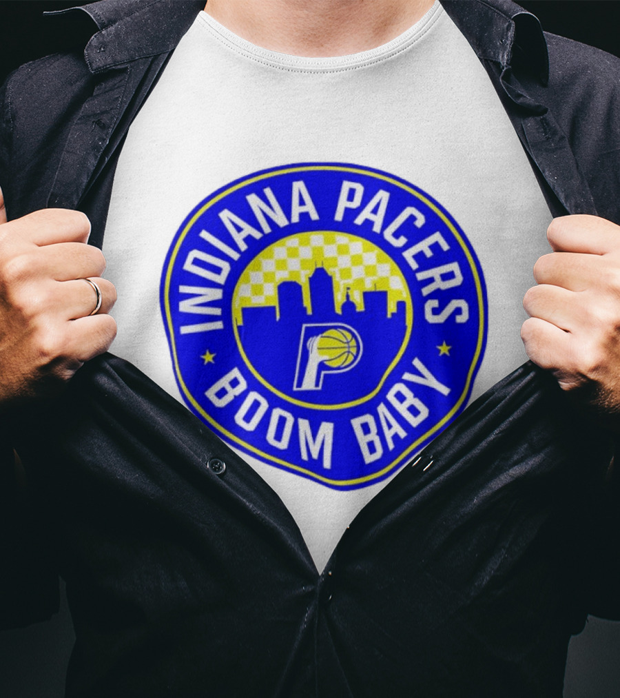 Indiana Pacers Boom Baby Skyline Basketball Team Circle T-Shirt