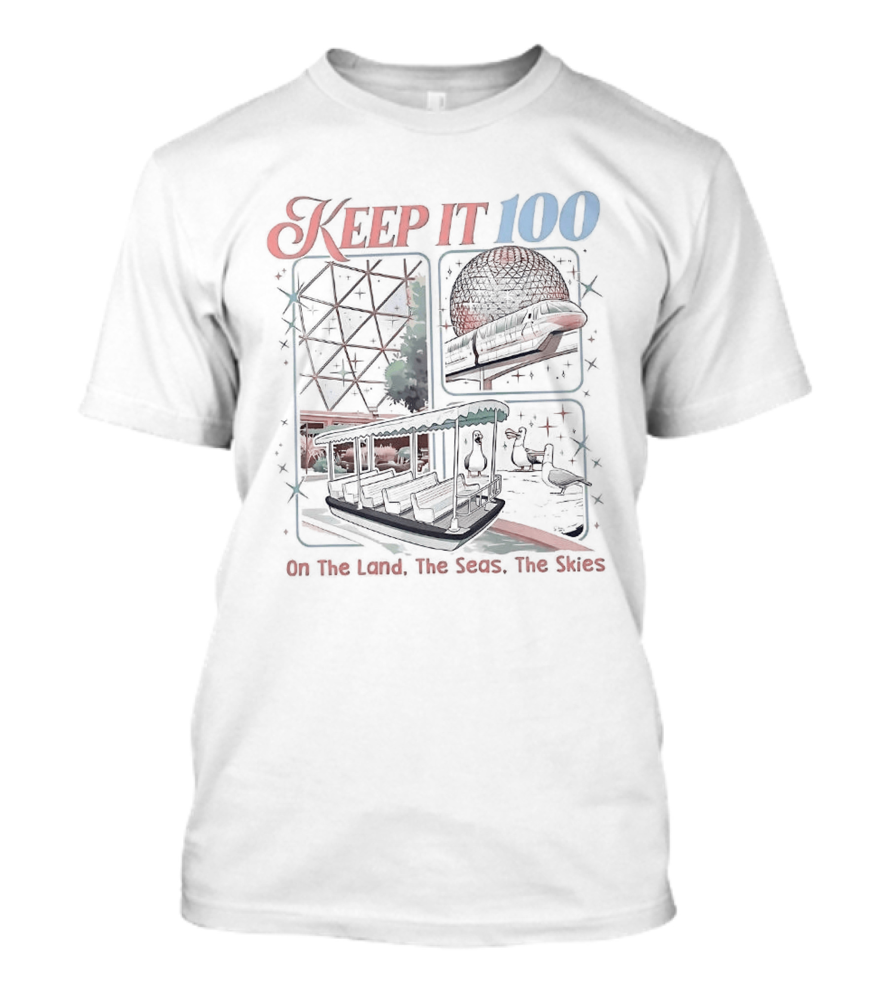 Keep It 100 On The Land The Seas The Skies Vintage Adventure T-Shirt
