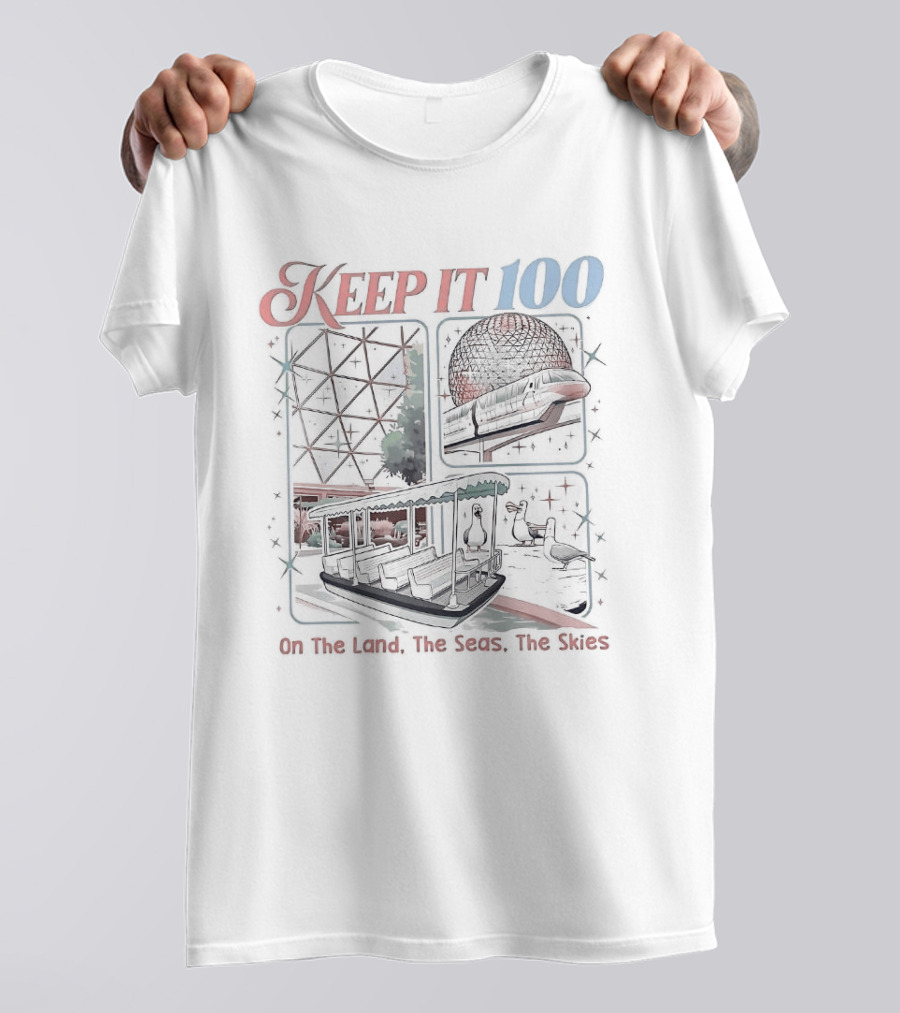 Keep It 100 On The Land The Seas The Skies Vintage Adventure T-Shirt