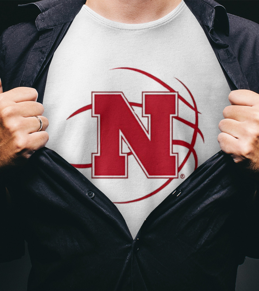 Nebraska Basketball Red N And Ball T-Shirt