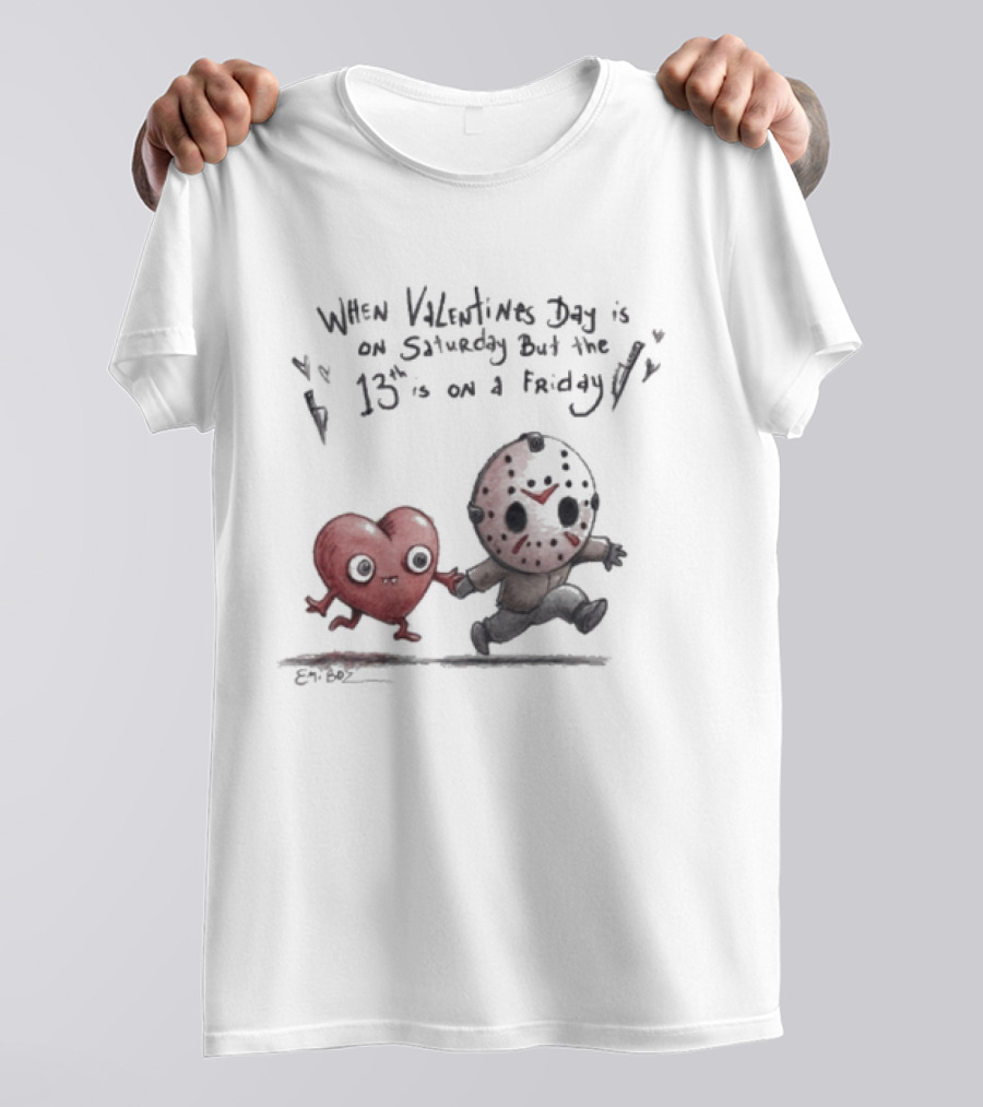 When Valentines Day Is On Saturday And The 13th Is On Friday Cartoon Heart And Masked T-Shirt