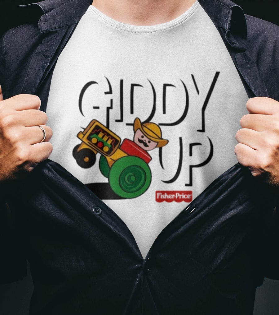 Giddy Up Fisher Price Cowboy On Tractor T-Shirt