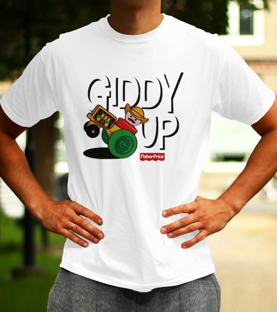 Giddy Up Fisher Price Cowboy On Tractor T-Shirt
