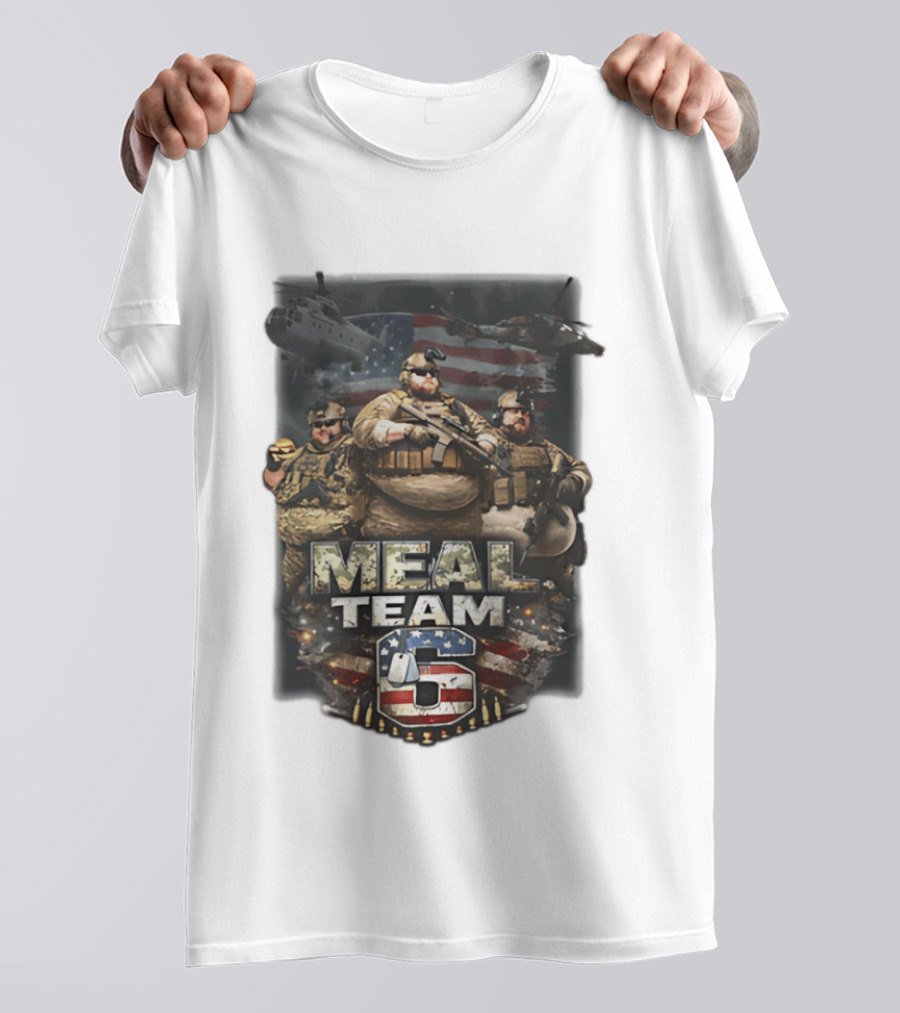 Meal Team 6 Army Helicopter American Flag Patriotic Soldiers T-Shirt