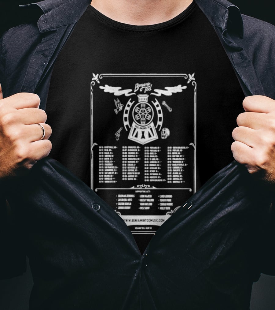 Benjamin Tod & The Inline Six Outlaw's Revenge Tour 2026 Schedule Steam Train Guns Skull T-Shirt