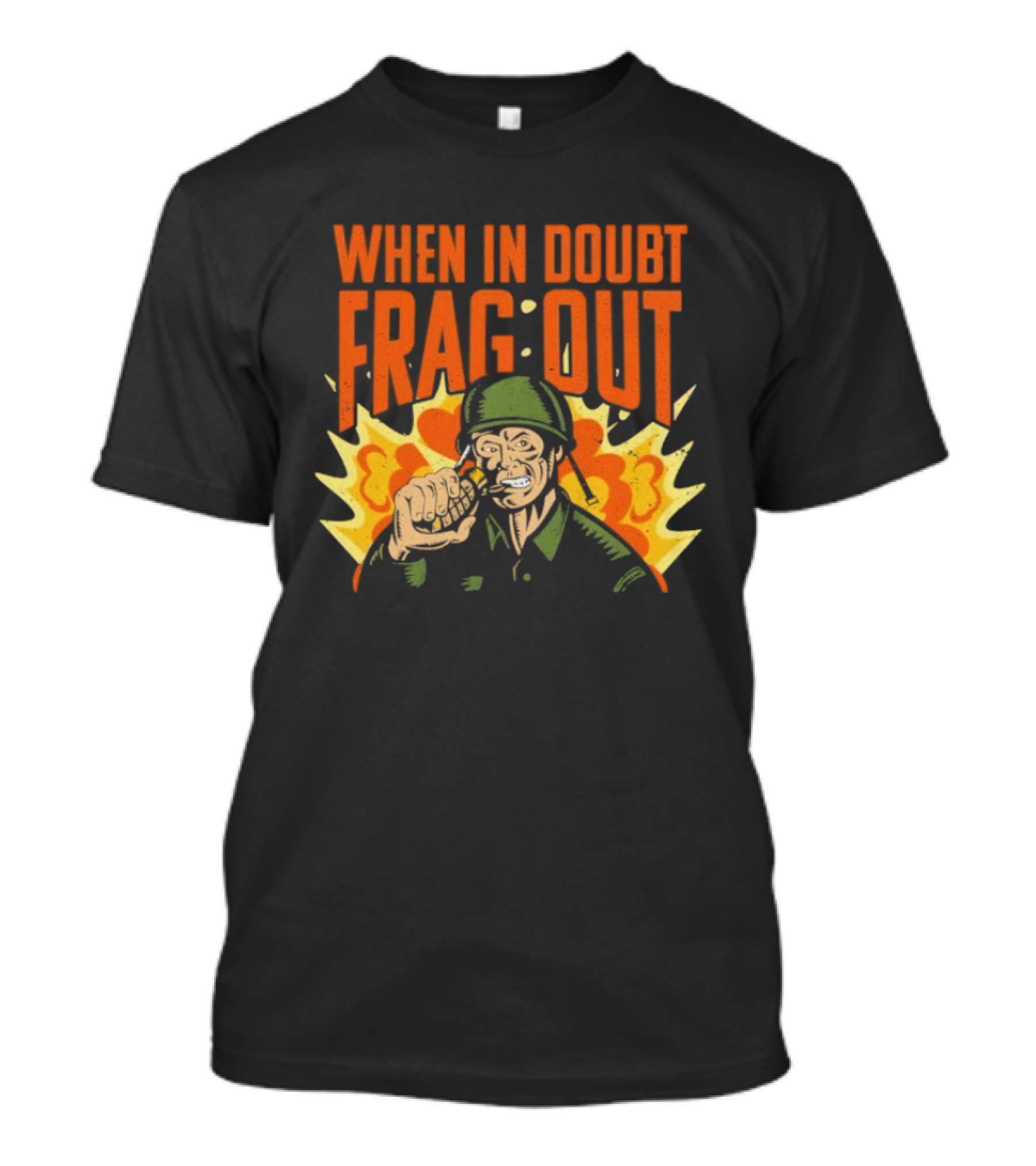 When In Doubt Frag Out Cappy Army Explosion T-Shirt