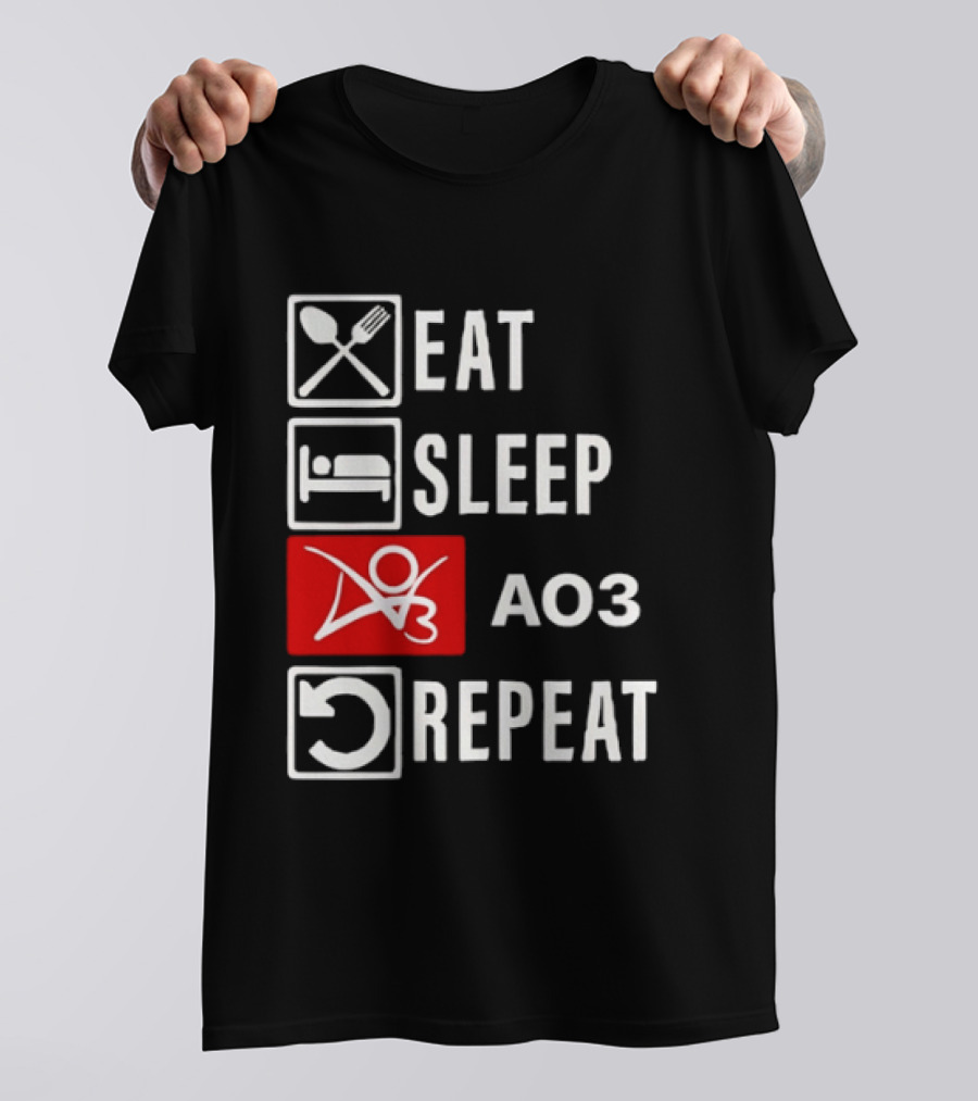 Eat Sleep AO3 Repeat Fanfiction Enthusiast Lifestyle T-Shirt
