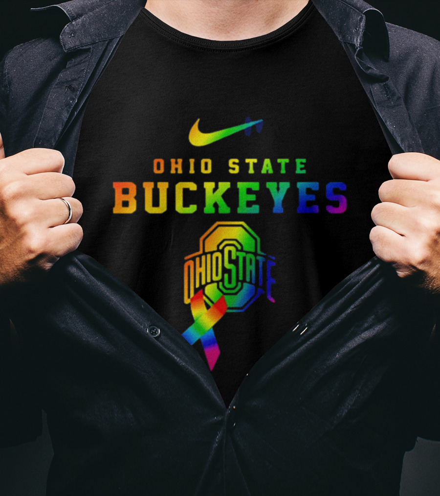 Ohio State Buckeyes Rainbow Logo Fight Cancer In All T-Shirt