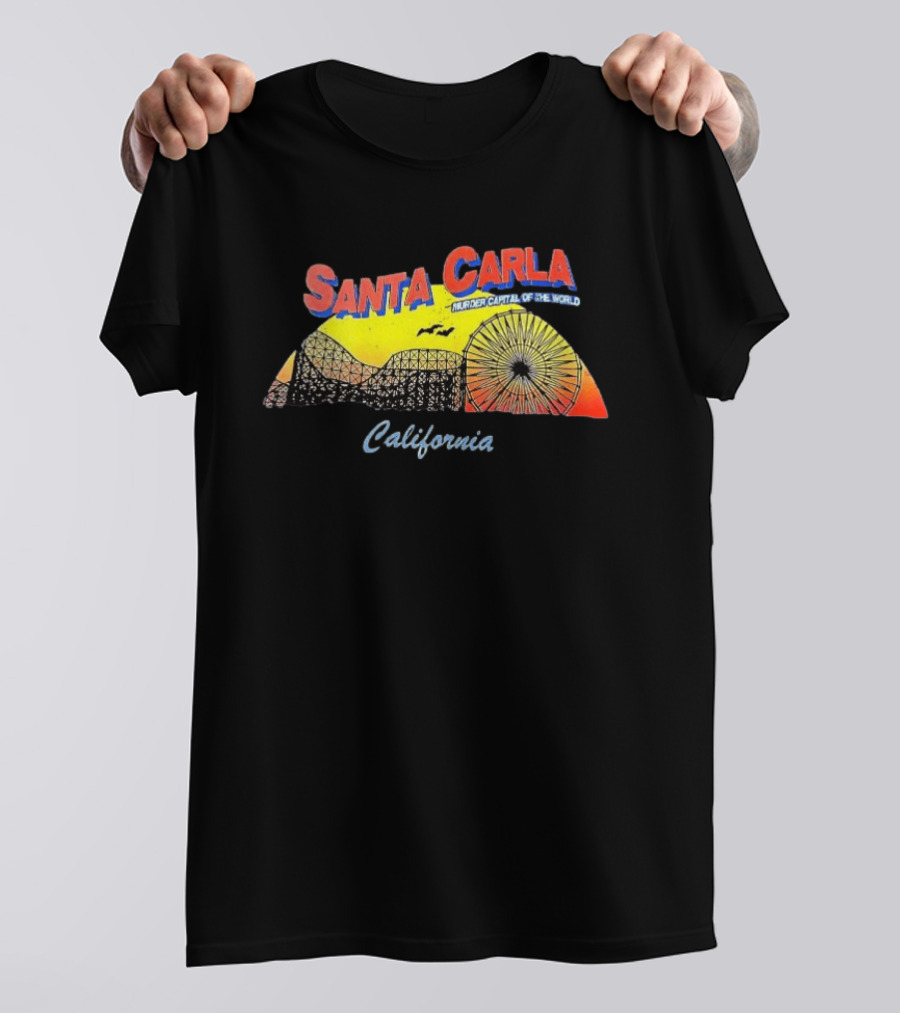 Santa Carla California Murder Capital Of The World Ferris Wheel And Roller Sunset T-Shirt