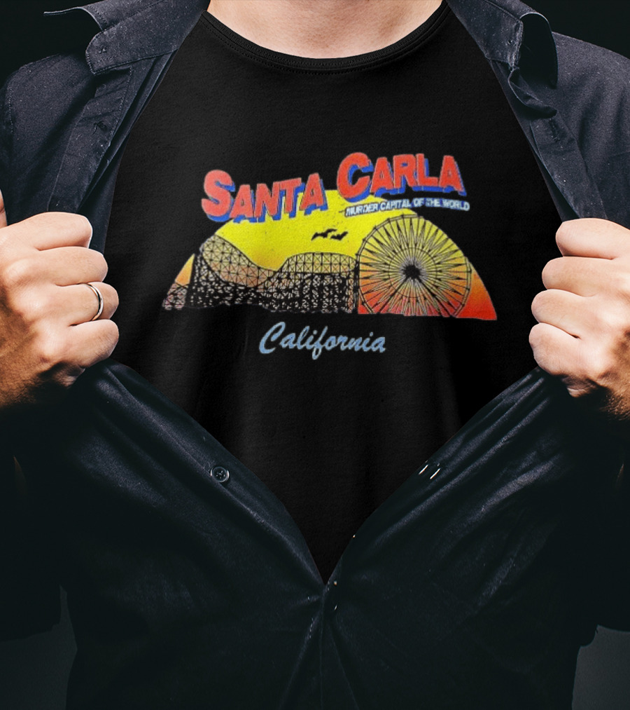 Santa Carla California Murder Capital Of The World Ferris Wheel And Roller Sunset T-Shirt