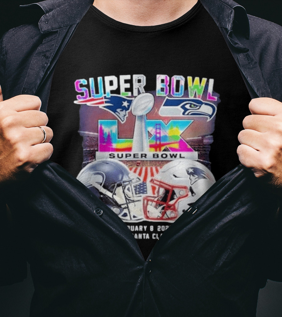 Super Bowl LX Patriots Vs Seahawks February 8 2026 Levi's Stadium Santa Clara California T-Shirt