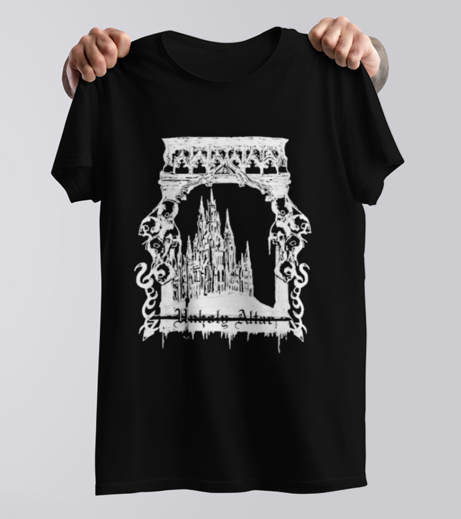 Unholy Altar Castle Gothic Architecture Mysterious Shadows T-Shirt