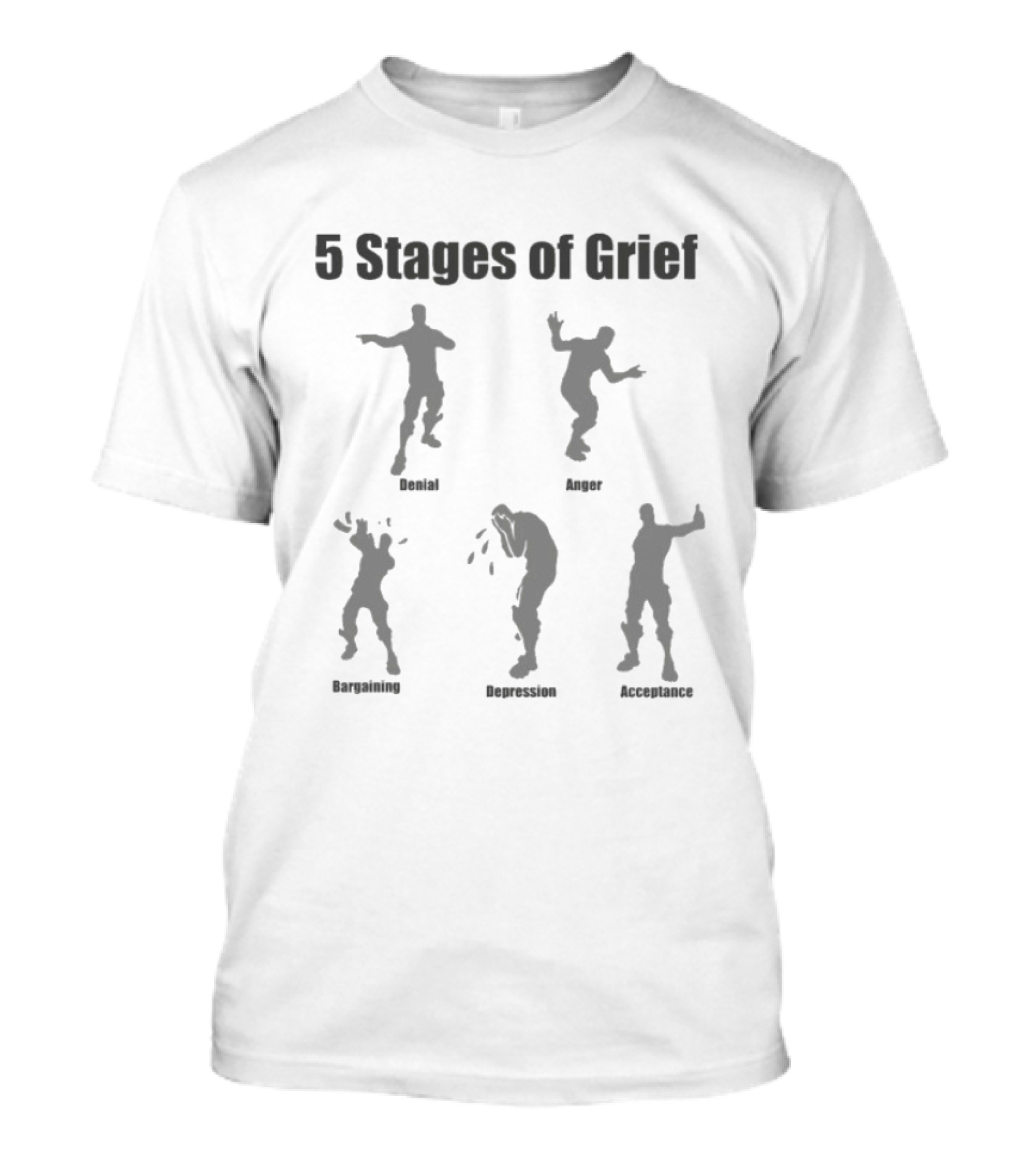 5 Stages Of Grief Denial Anger Bargaining Depression Acceptance Dancing Poses T-Shirt